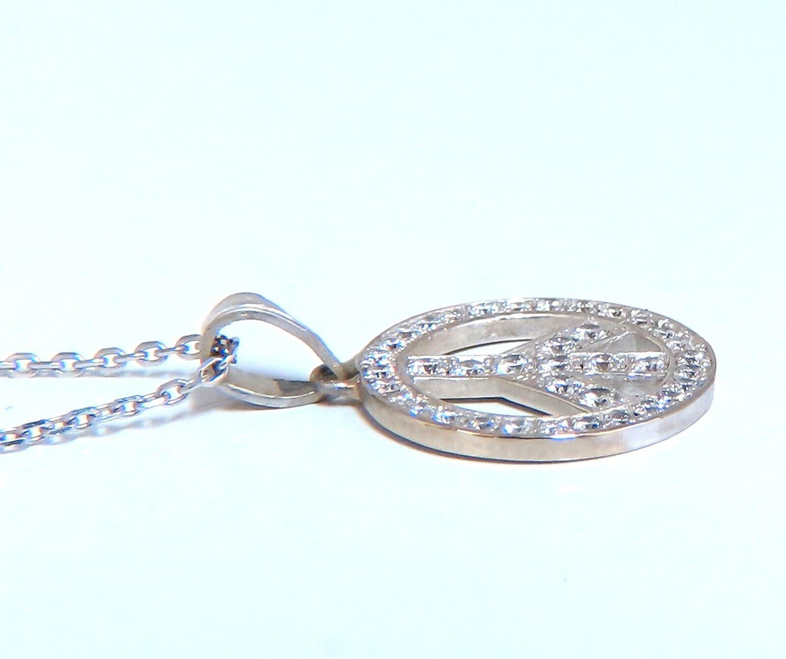 Uncut .80ct Bead Set Peace Charm Natural Diamond Necklace 14kt For Sale