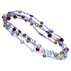 80ct Aguamarina Natural Peridoto Granate Turmalina Collar 14kt 12520