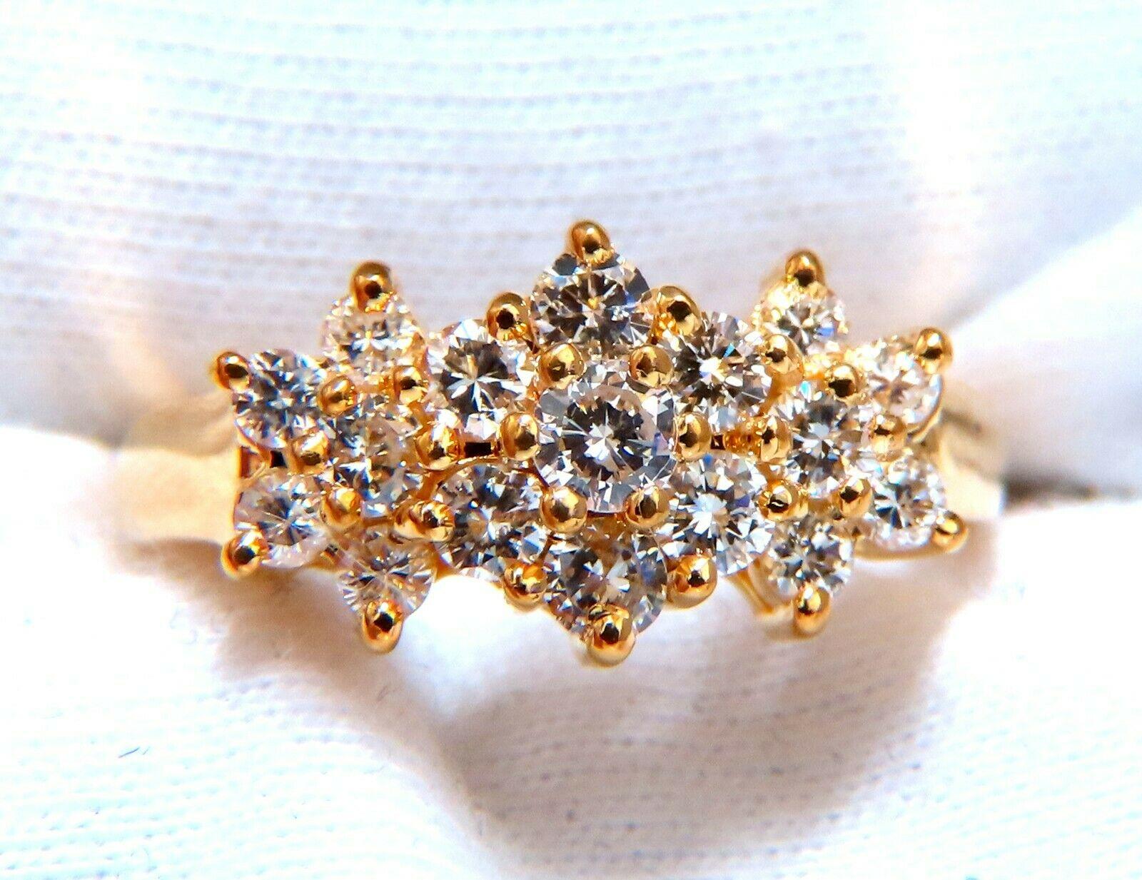 Round Cut .80ct Natural Diamonds Cluster Ring 14kt. For Sale