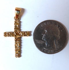 .80ct Natural Fancy Yellow Diamonds Cross Pendant 14 Karat