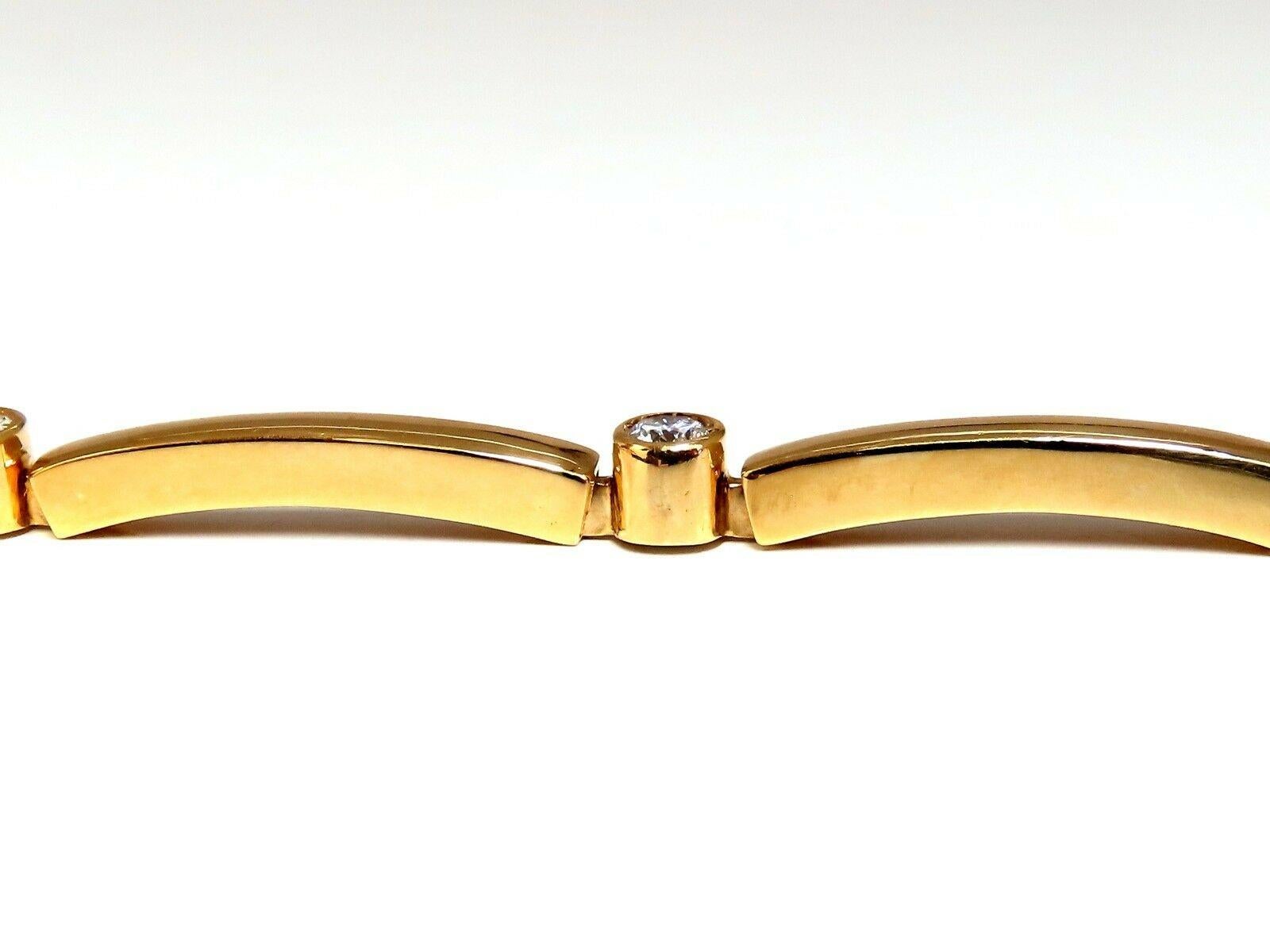 Smooth High Shine Arch Link Bracelet
.80ct. natural diamonds.

Rounds, Full cut brilliants

G colors Vs-2 clarity.

14kt. yellow gold

10.1 Grams.

7 Inches long (wearable length)

3.8mm wide

pressure clasp and safety catch 

$6000 Appraisal