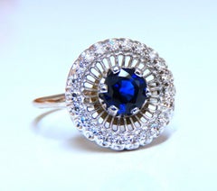 .80ct Natural Sapphire Diamonds Cocktail Cluster Ring 14kt*