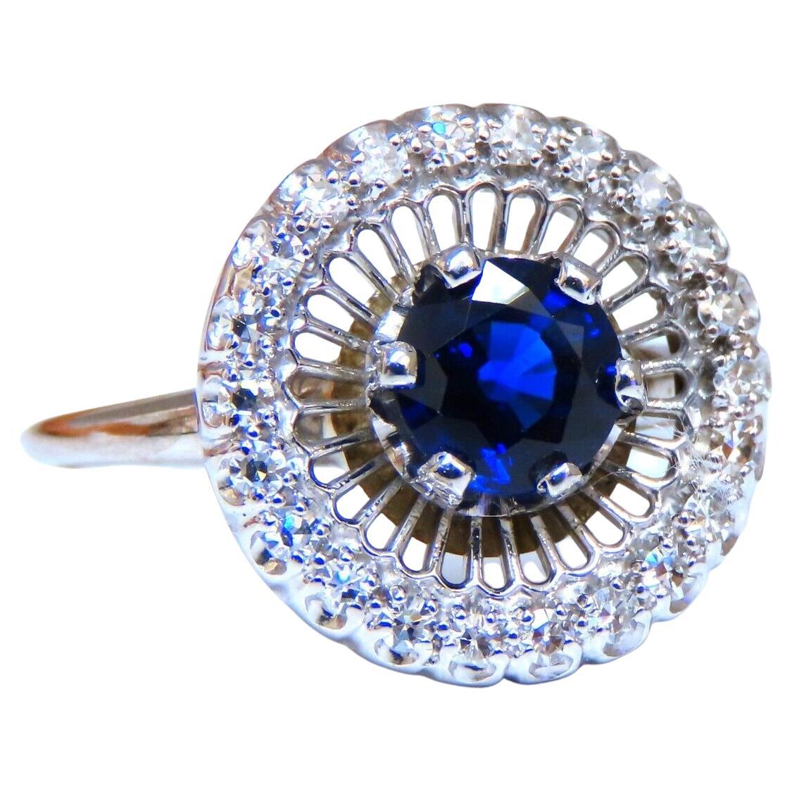 .80ct Zafiro Natural Diamantes Anillo Cóctel 14kt