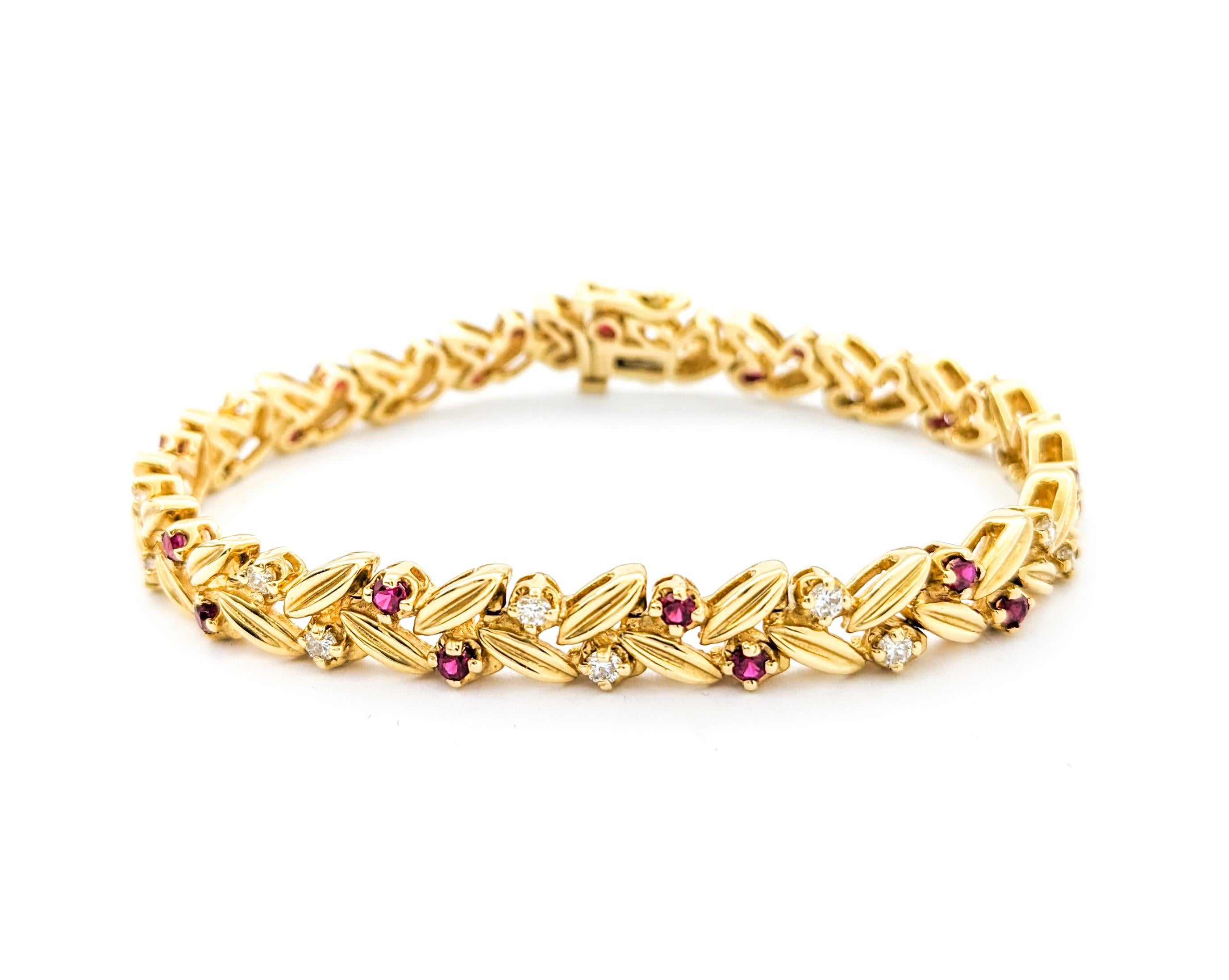 .80ctw Rubine & .65ctw Diamanten Armband in Gelbgold im Angebot 5