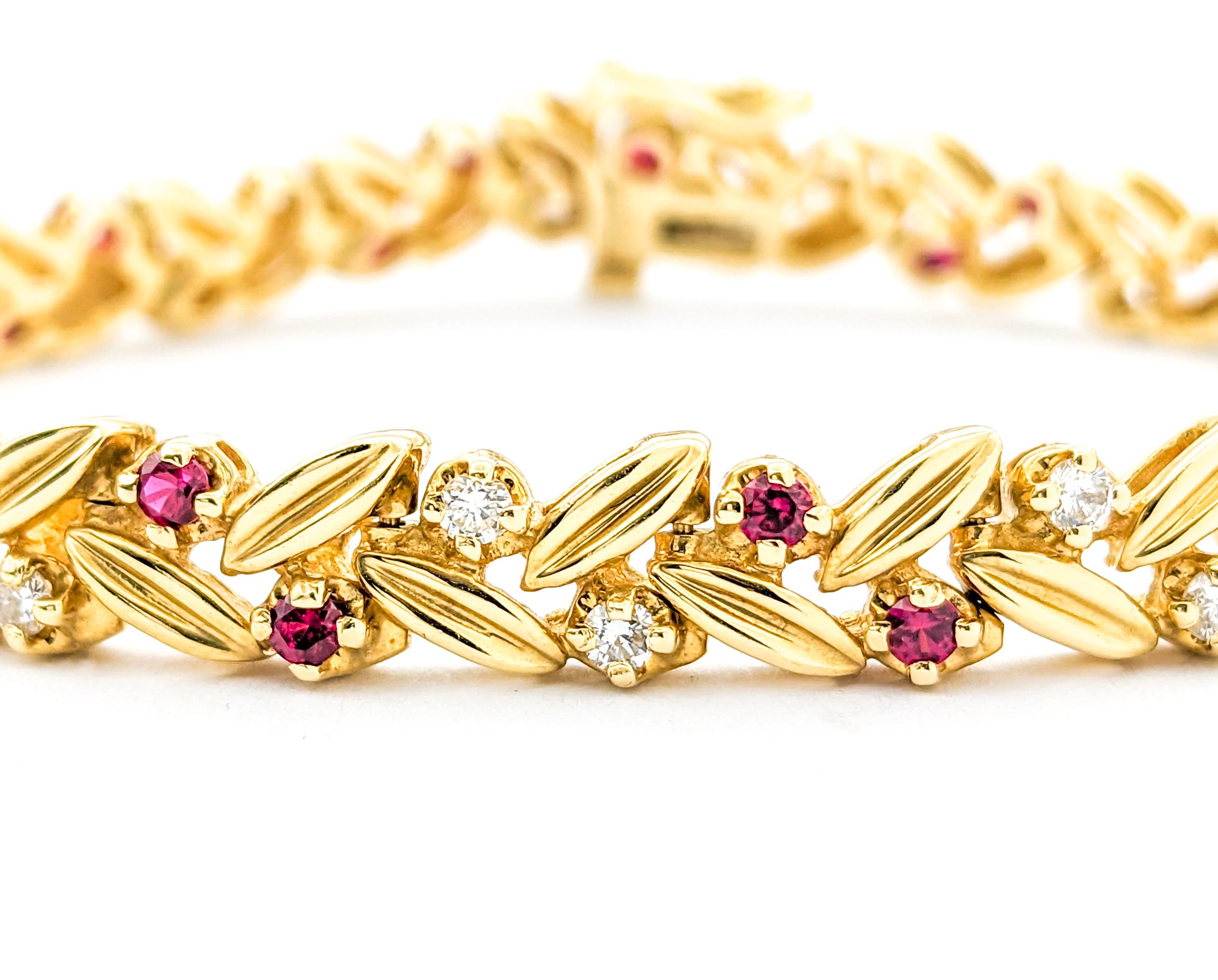 .80ctw Rubine & .65ctw Diamanten Armband in Gelbgold im Angebot 2