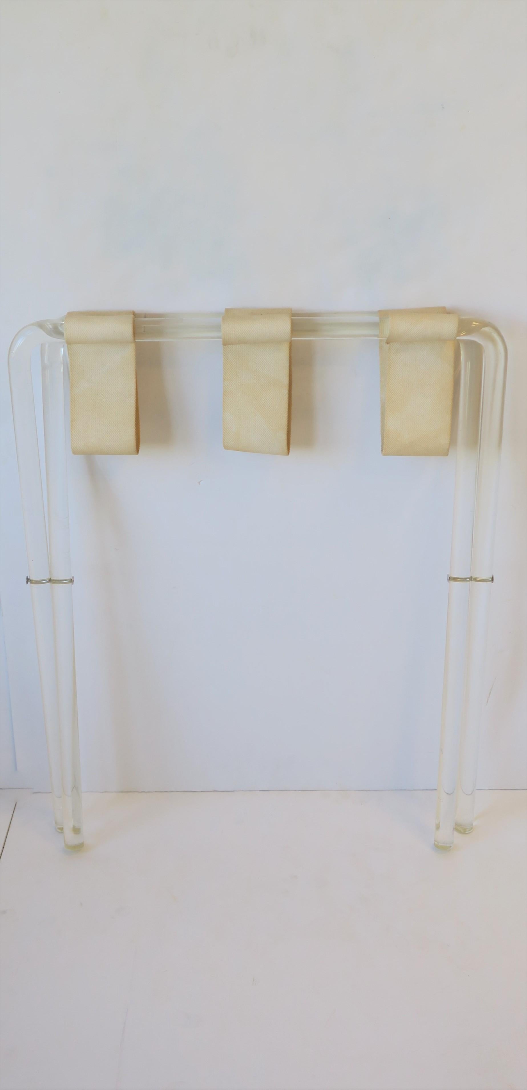 Canvas Modern Lucite Folding Luggage Rack or Stand