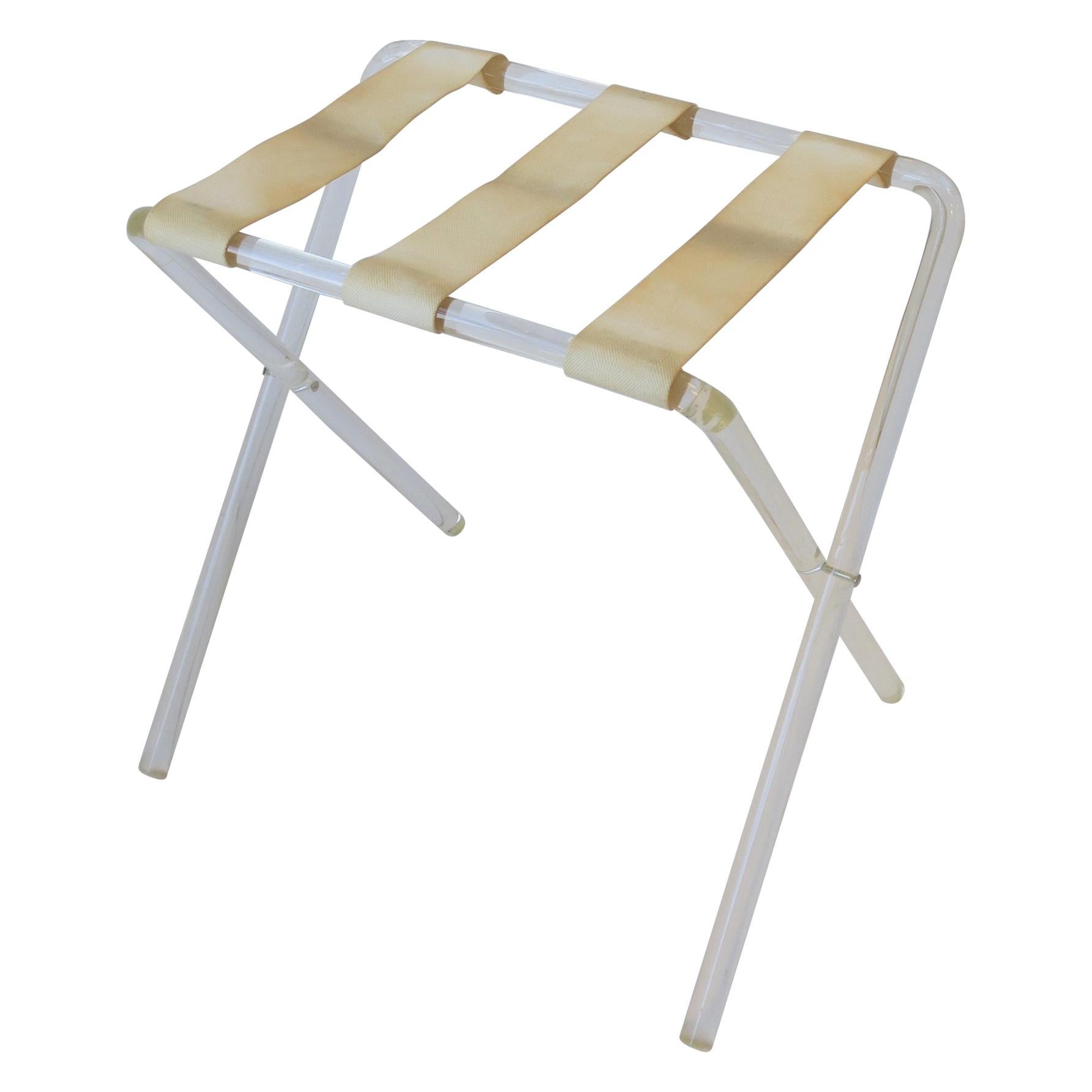 Modern Lucite Folding Luggage Rack or Stand