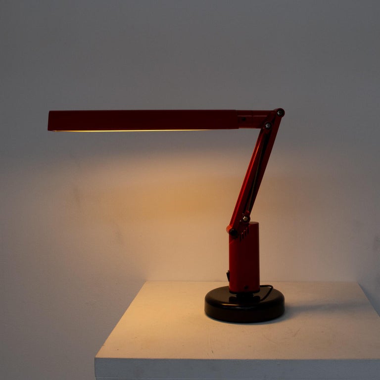 Lucifer is a desk lamp made entirely of plastic and designed for Fagerhult in 1975 by the well-known designer duo A&E Design, Tom Ahlström and Hans Ehrich. The duo had an early interest in plastics and their benefits, and in shape and design as a