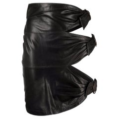 80s Alaia Vintage black leather miniskirt