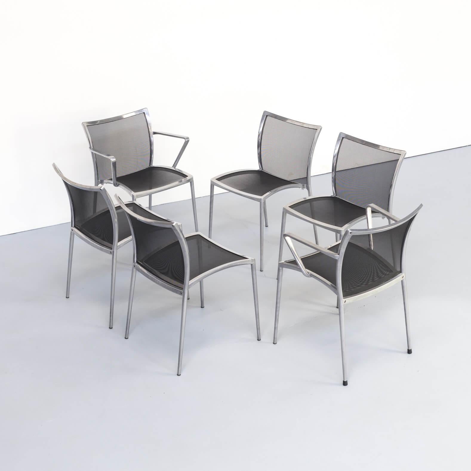 1980s Aluminium and Netwaeve Dining Chairs for Zanotta, Set of 6 For Sale 3