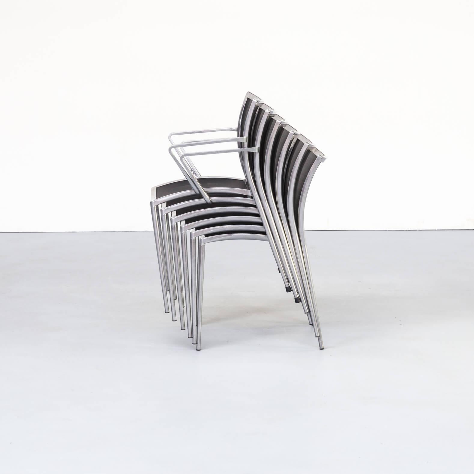 Italian 1980s Aluminium and Netwaeve Dining Chairs for Zanotta, Set of 6 For Sale