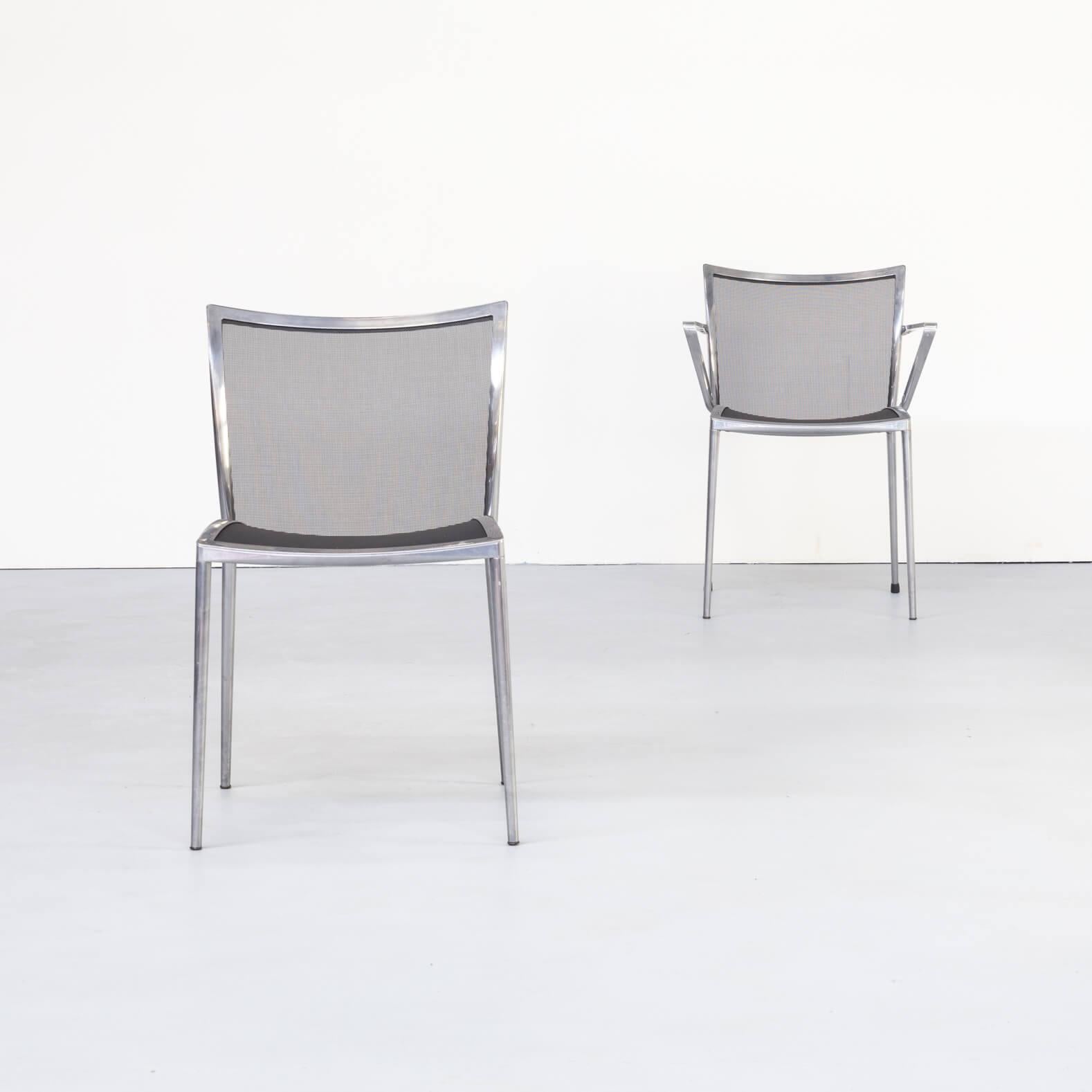 Late 20th Century 1980s Aluminium and Netwaeve Dining Chairs for Zanotta, Set of 6 For Sale