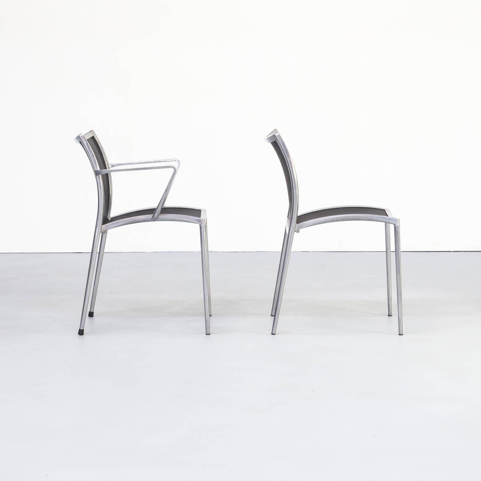 1980s Aluminium and Netwaeve Dining Chairs for Zanotta, Set of 6 For Sale 1