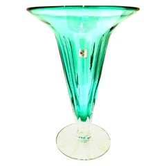 1980s American Blown Art Glass Footed Vase by, Blenko Glass