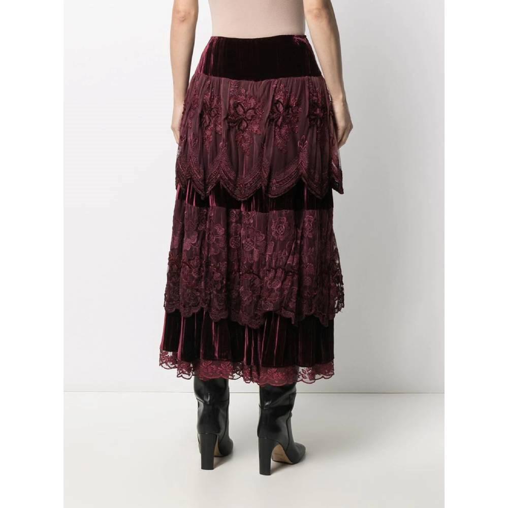Black 80s A.N.G.E.L.O. Vintage Cult burgundy cotton and viscose skirt
