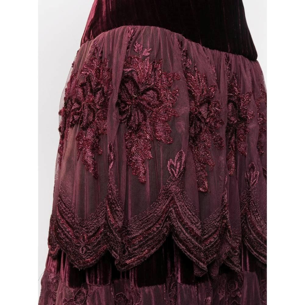Women's 80s A.N.G.E.L.O. Vintage Cult burgundy cotton and viscose skirt