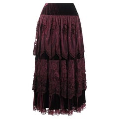 80s A.N.G.E.L.O. Vintage Cult burgundy cotton and viscose skirt