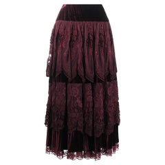 80s A.N.G.E.L.O. Falda vintage Cult de algodón y viscosa burdeos