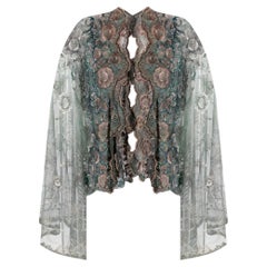 80s A.N.G.E.L.O. Vintage cult octane tulle opened jacket with multicolor floreal
