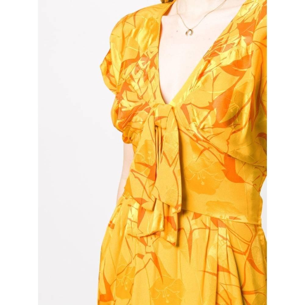 Women's 80s A.N.G.E.L.O. Vintage yellow and orange silk midi dress For Sale