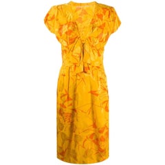 80s A.N.G.E.L.O. Vintage yellow and orange silk midi dress
