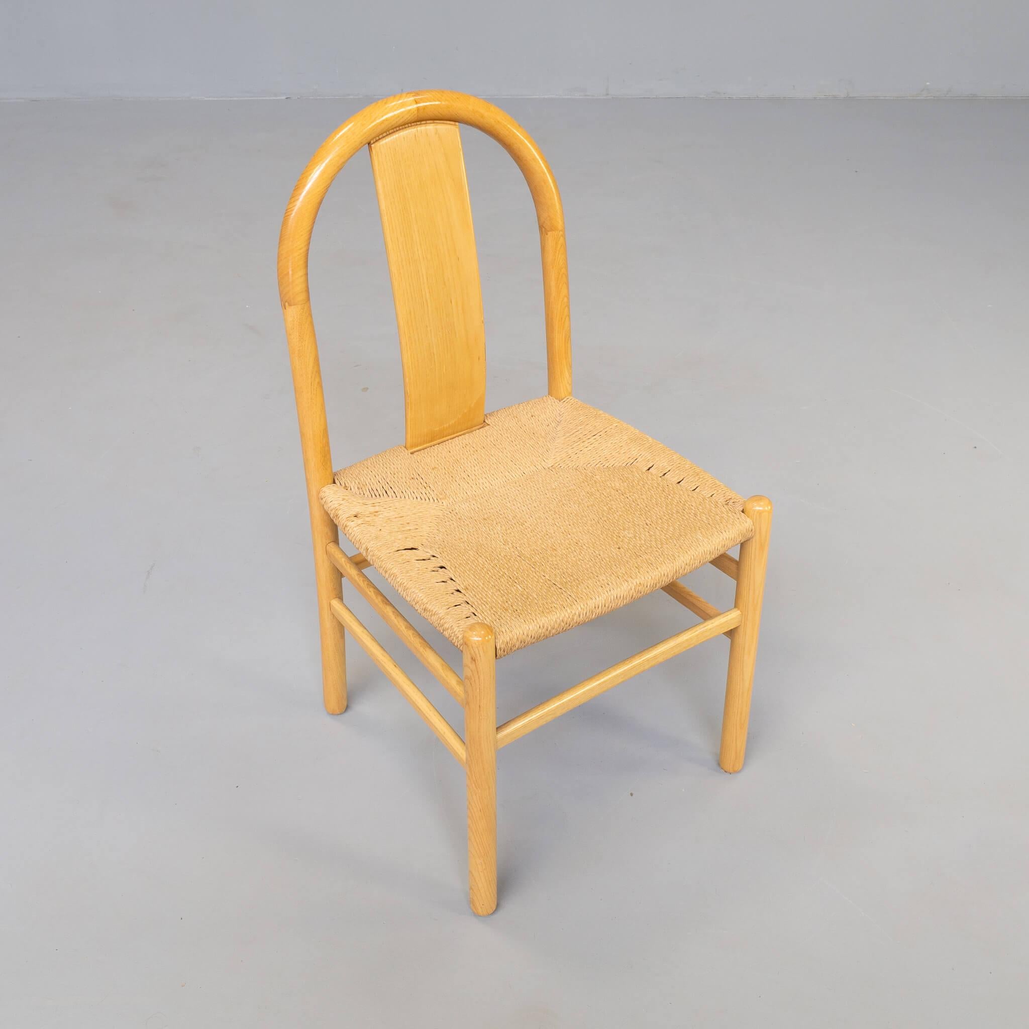 80s Annig Sarian round bend wooden dining chair for Tisettanta set/6 For Sale 3