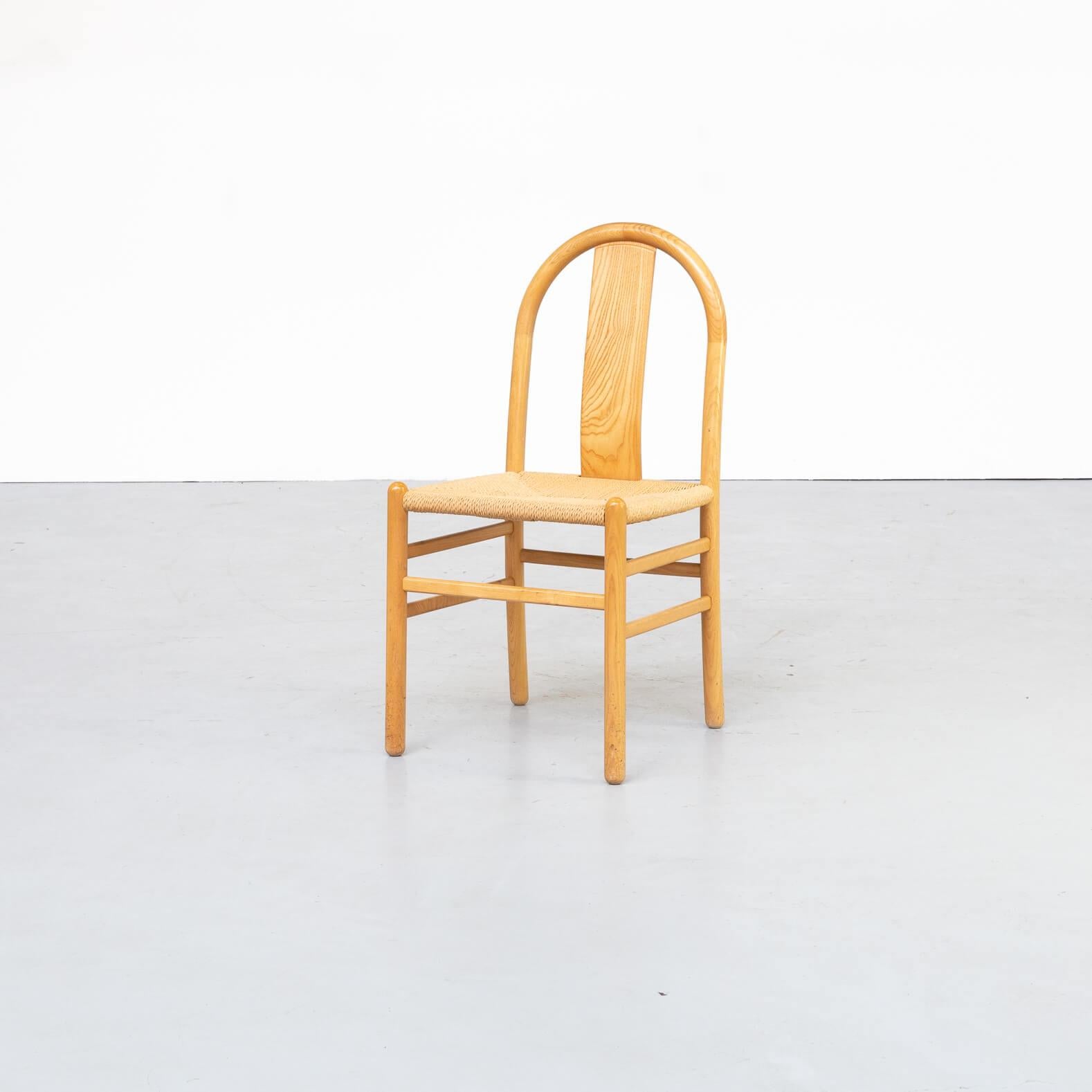 80er Jahre Annig Sarian Runder Esszimmerstuhl aus Holz für Tisettanta, 8er-Set (Italienisch) im Angebot