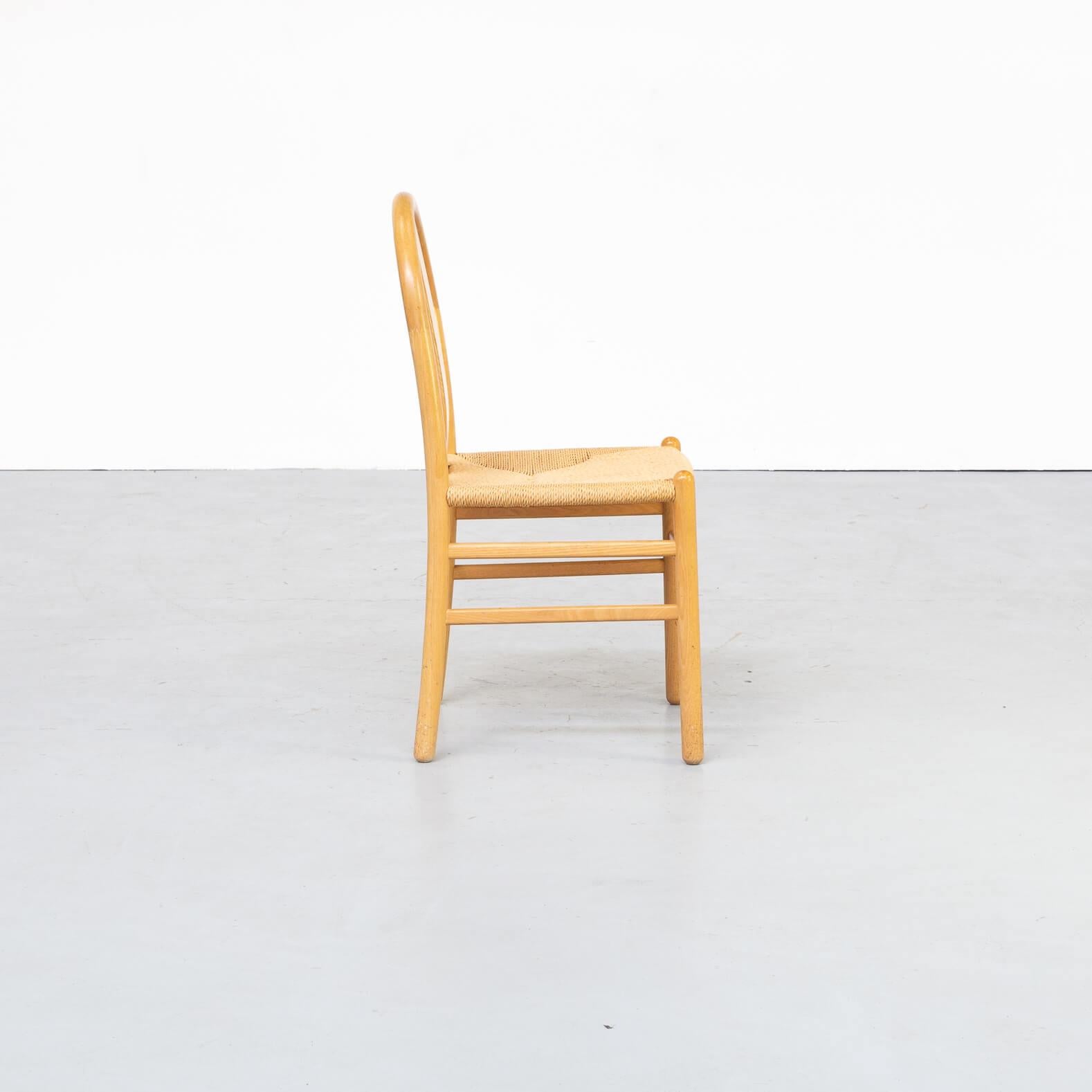 80er Jahre Annig Sarian Runder Esszimmerstuhl aus Holz für Tisettanta, 8er-Set im Angebot 1
