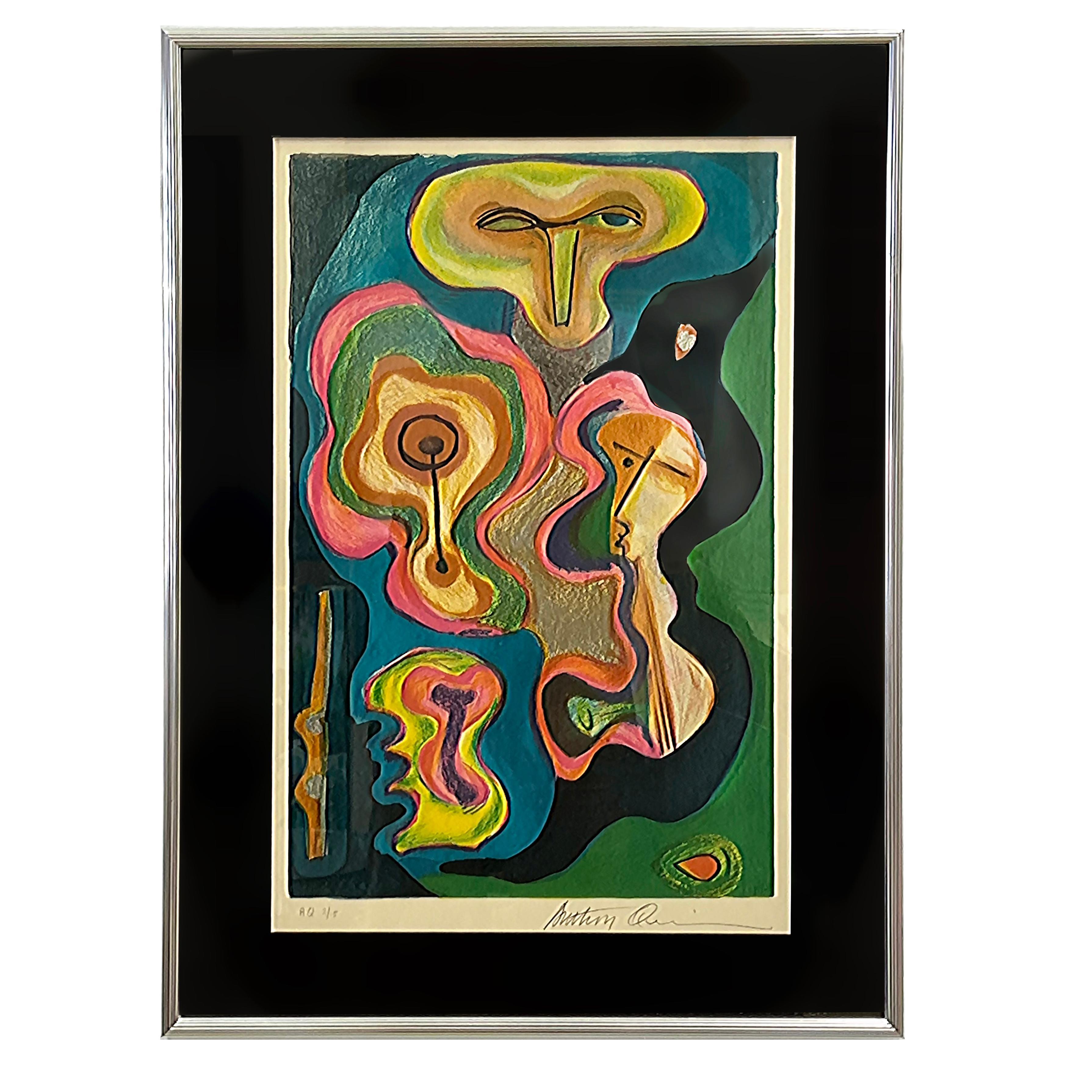 Anthony Quinn Abstract Signed Limited Edition Lithograph 2/15 Tribal Series   For Sale