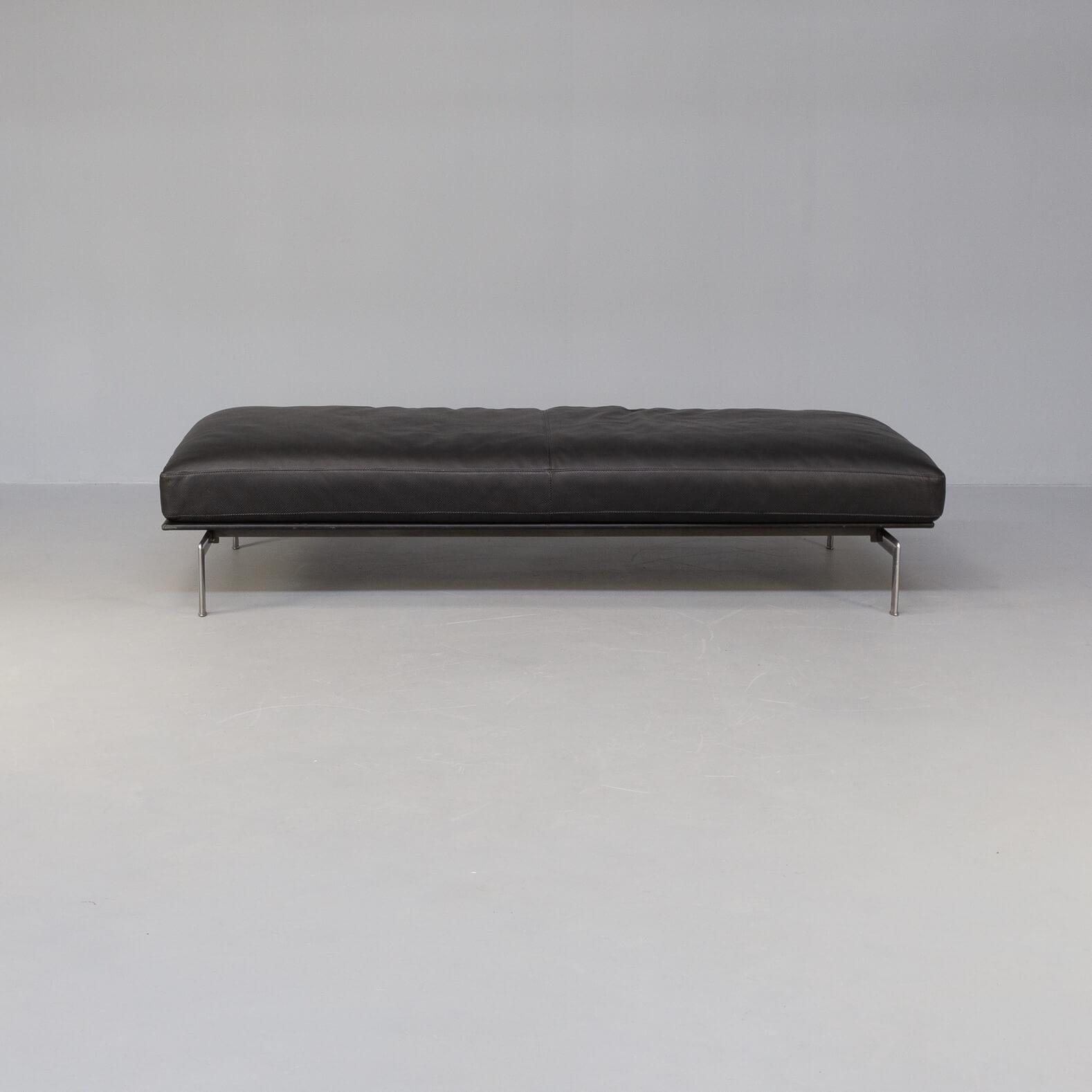 Mid-Century Modern 80s Antonio Citterio and Paolo Nava Black Leather “Diesis” Daybed for B&B Italia For Sale