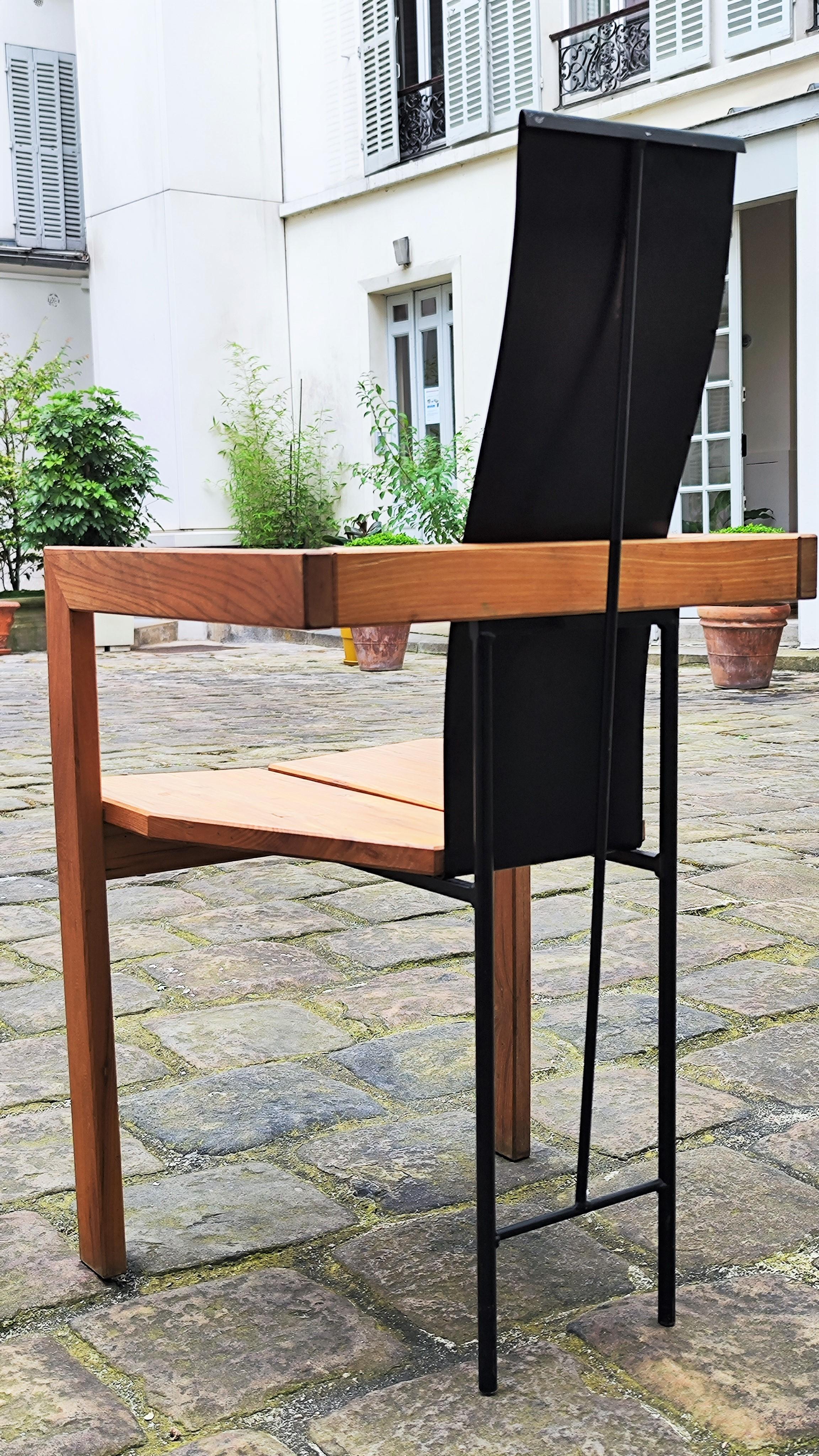 80s armchair, minimalist, wood and metal, Jonas Bohlin ? Sweden - 1980 For Sale 2