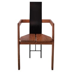 80s armchair, minimalist, wood and metal, Jonas Bohlin ? Sweden - 1980