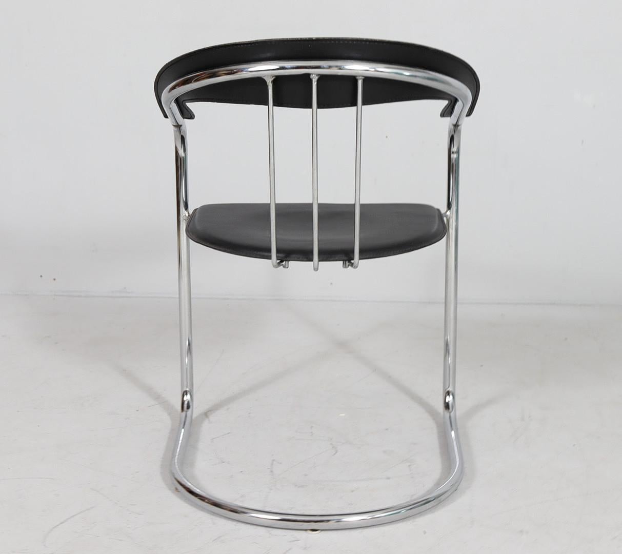 80s Arrben ''Canasta'' Chair in Chrome Steel and Leather For Sale 3