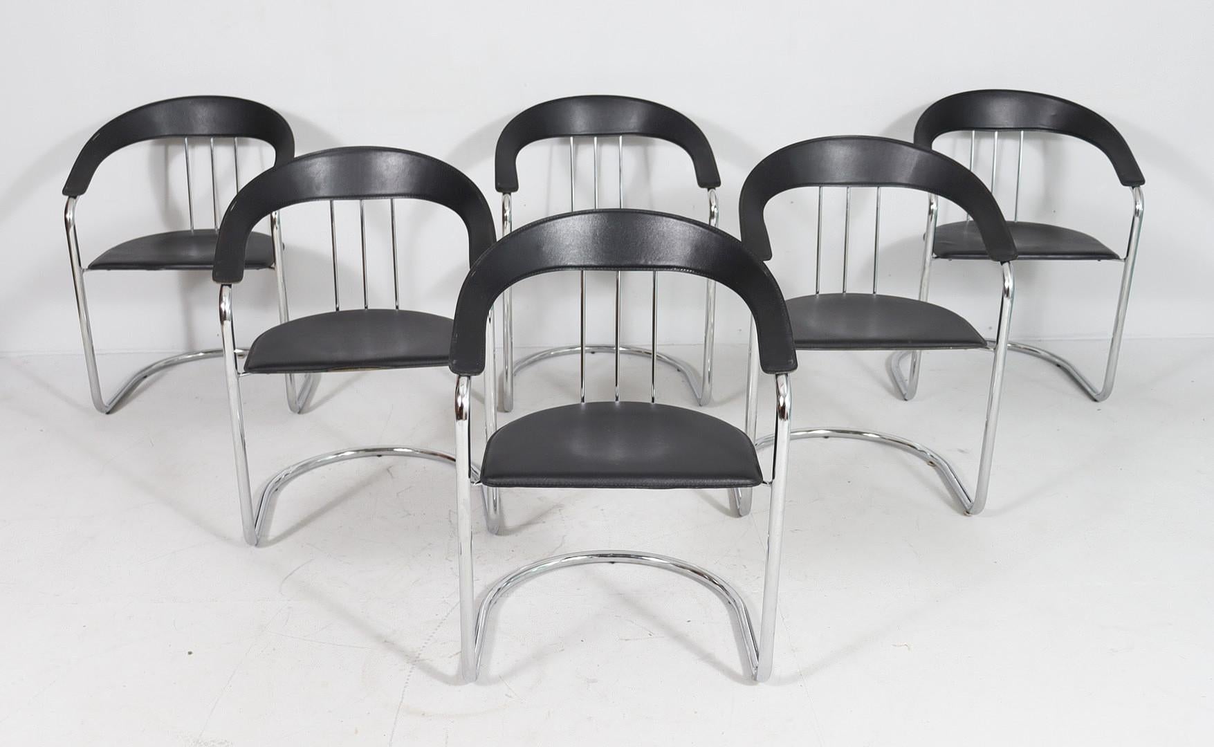 80s Arrben ''Canasta'' Chair in Chrome Steel and Leather For Sale 4