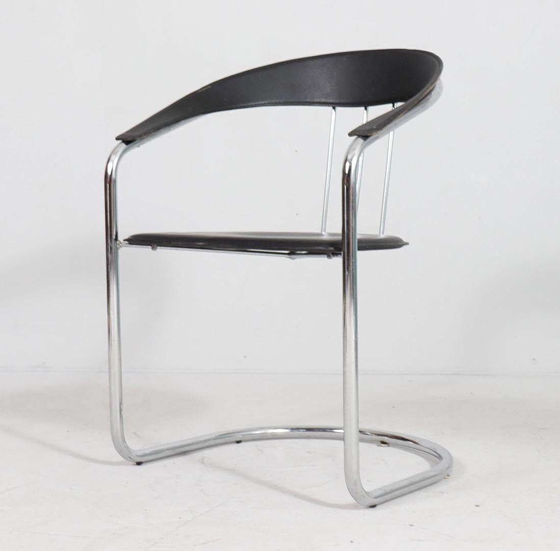 80s Arrben ''Canasta'' Chair in Chrome Steel and Leather For Sale 2