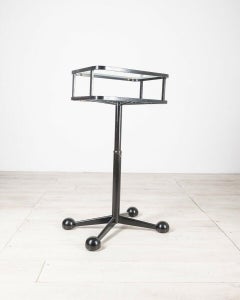 80s Black Vintage Wheel Table, Italian Design