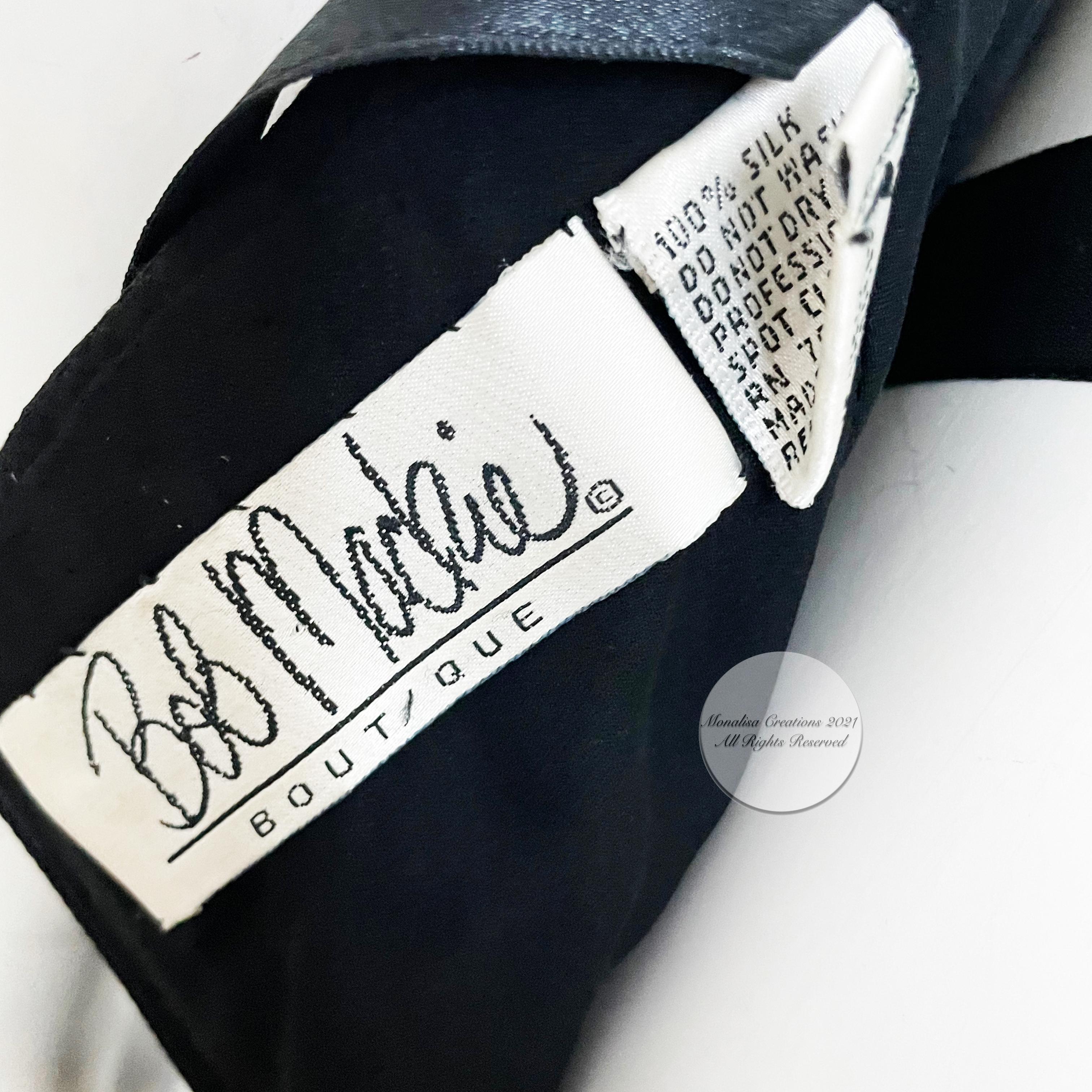 80s Bob Mackie Evening Gown Embellished Beaded Black Silk Formal Dress Size 10  12