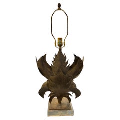 Lampe brutaliste des années 80 avec base en lucite