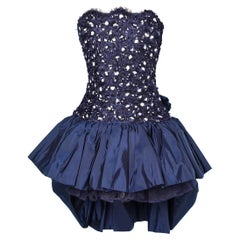 Abito bustier anni '80 in pizzo, paillettes e taffetà Victor Costa