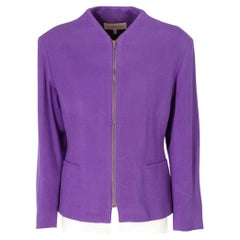 Retro 80s Byblos purple wool and cashmere zipped fitted blazer