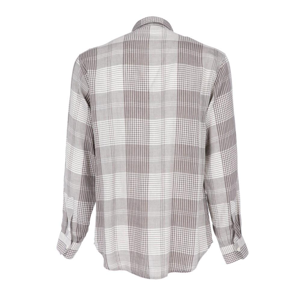 Byblos gray and white checked cotton shirt. Classic collar and front buttoning. Chest pocket with button and buttoned cuffs.

Size: 48 IT

Flat measurements
Height: 75 cm
Bust: 57 cm
Shoulders: 47 cm
Sleeves: 64 cm

Product code: X1141

Composition: