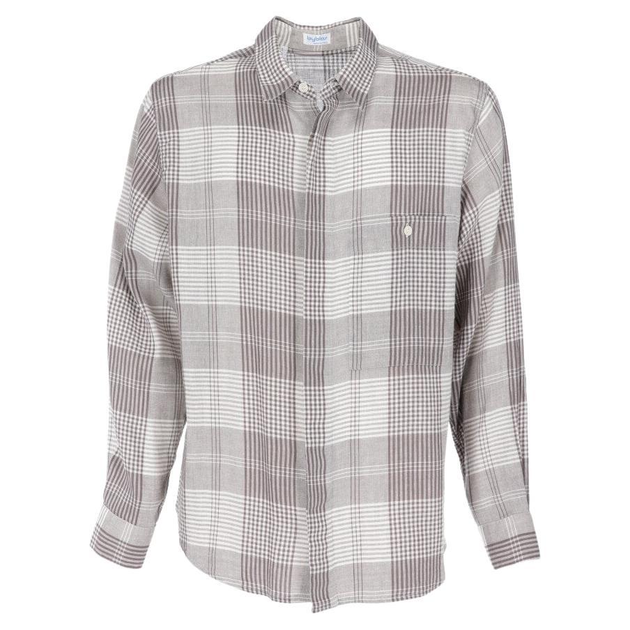 80s Byblos Vintage gray and white checked cotton shirt For Sale