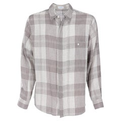 80s Byblos Vintage gray and white checked cotton shirt