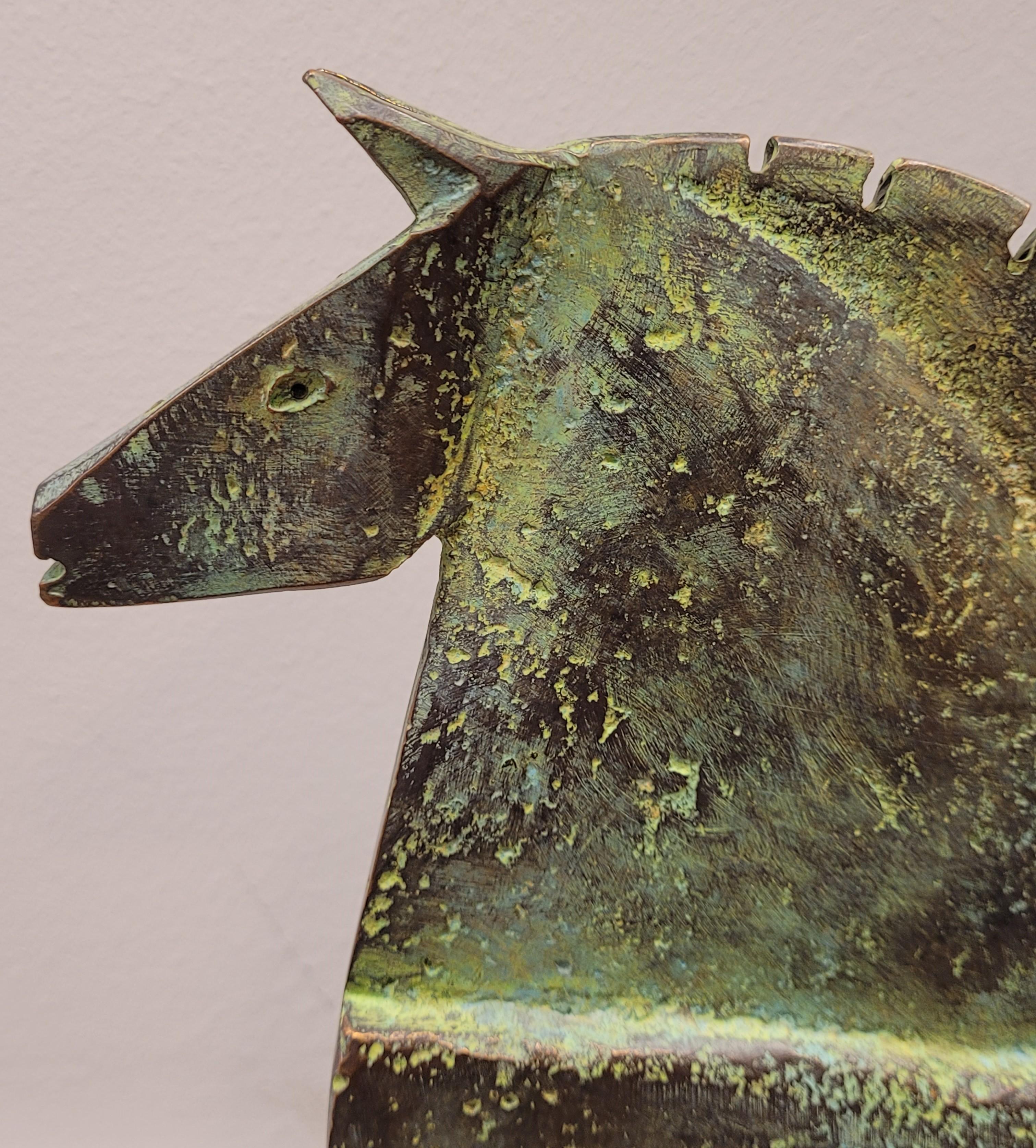 Sculpture de cheval patine en bronze Carlos Mata des annes 80, Sculpture d'animal  Kyros 2