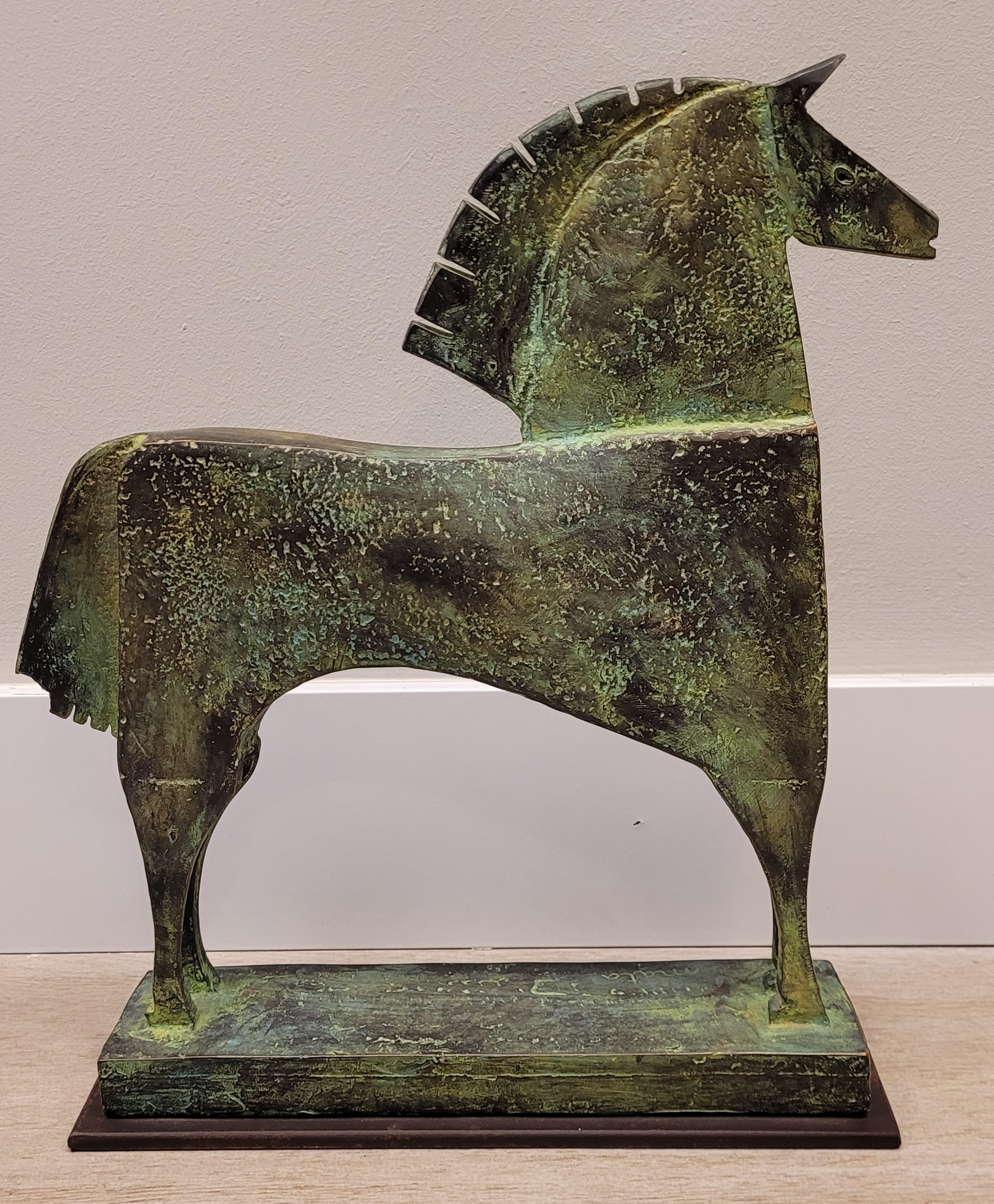 80s Carlos Mata Bronze Patinated Horse Sculpture, Animal Sculpture 