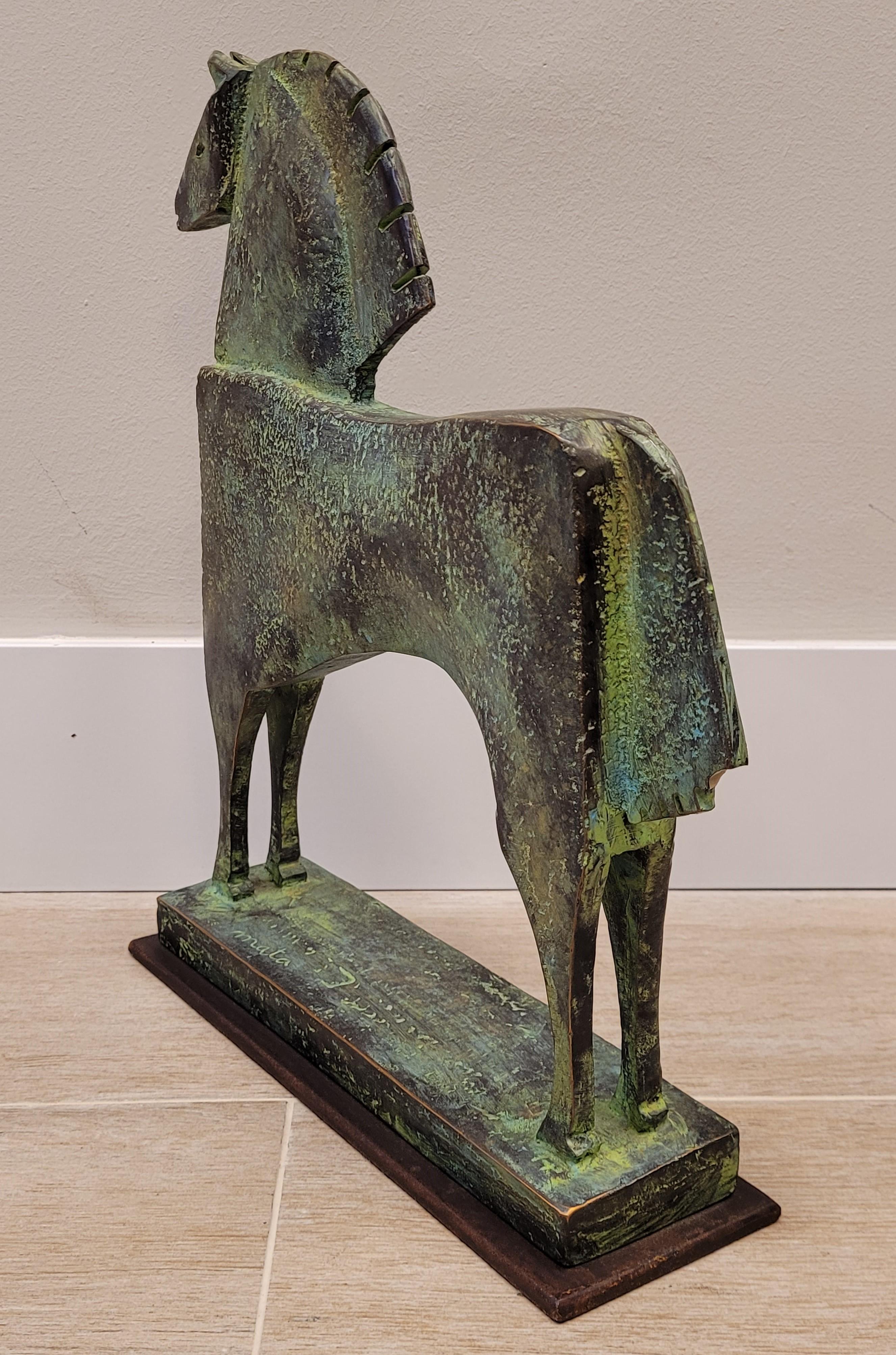80s Carlos Mata Bronze Patinated Horse Sculpture, Animal Sculpture 