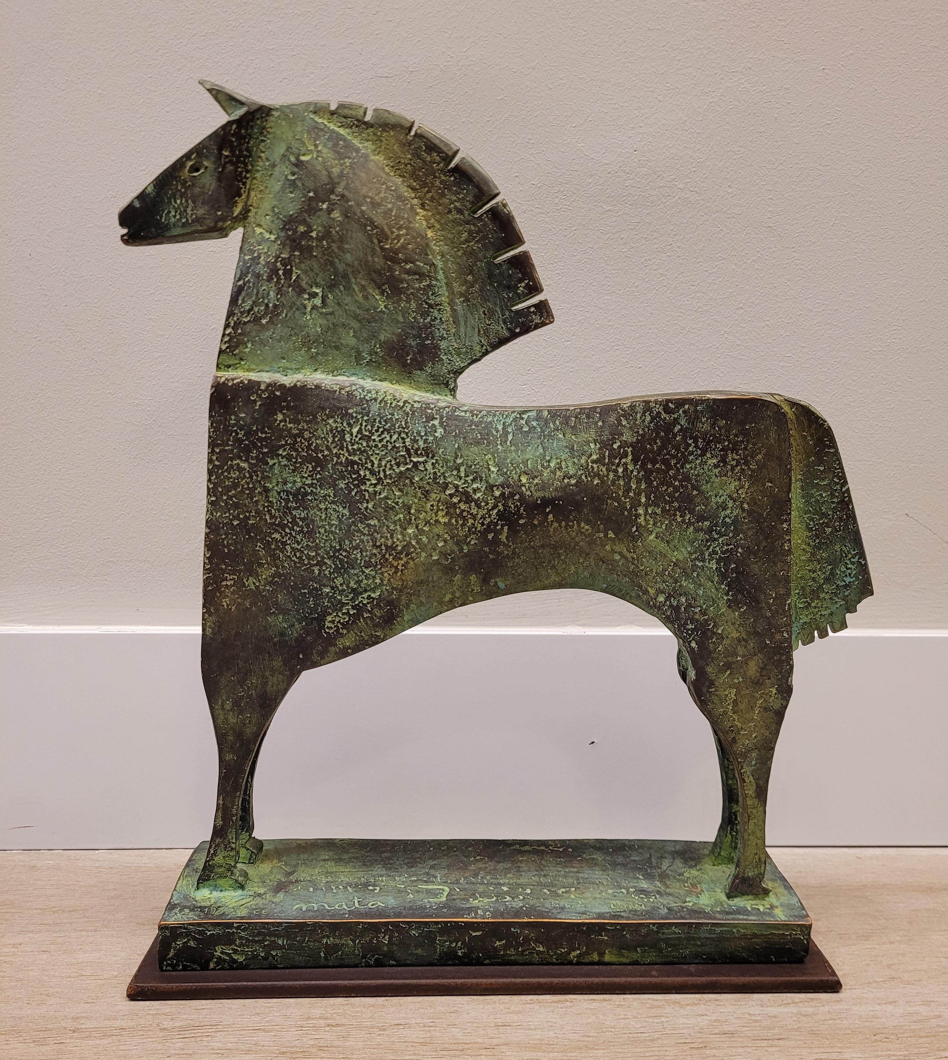 Mid-Century Modern 80s Carlos Mata Bronze Patinated Horse Sculpture, Animal Sculpture 