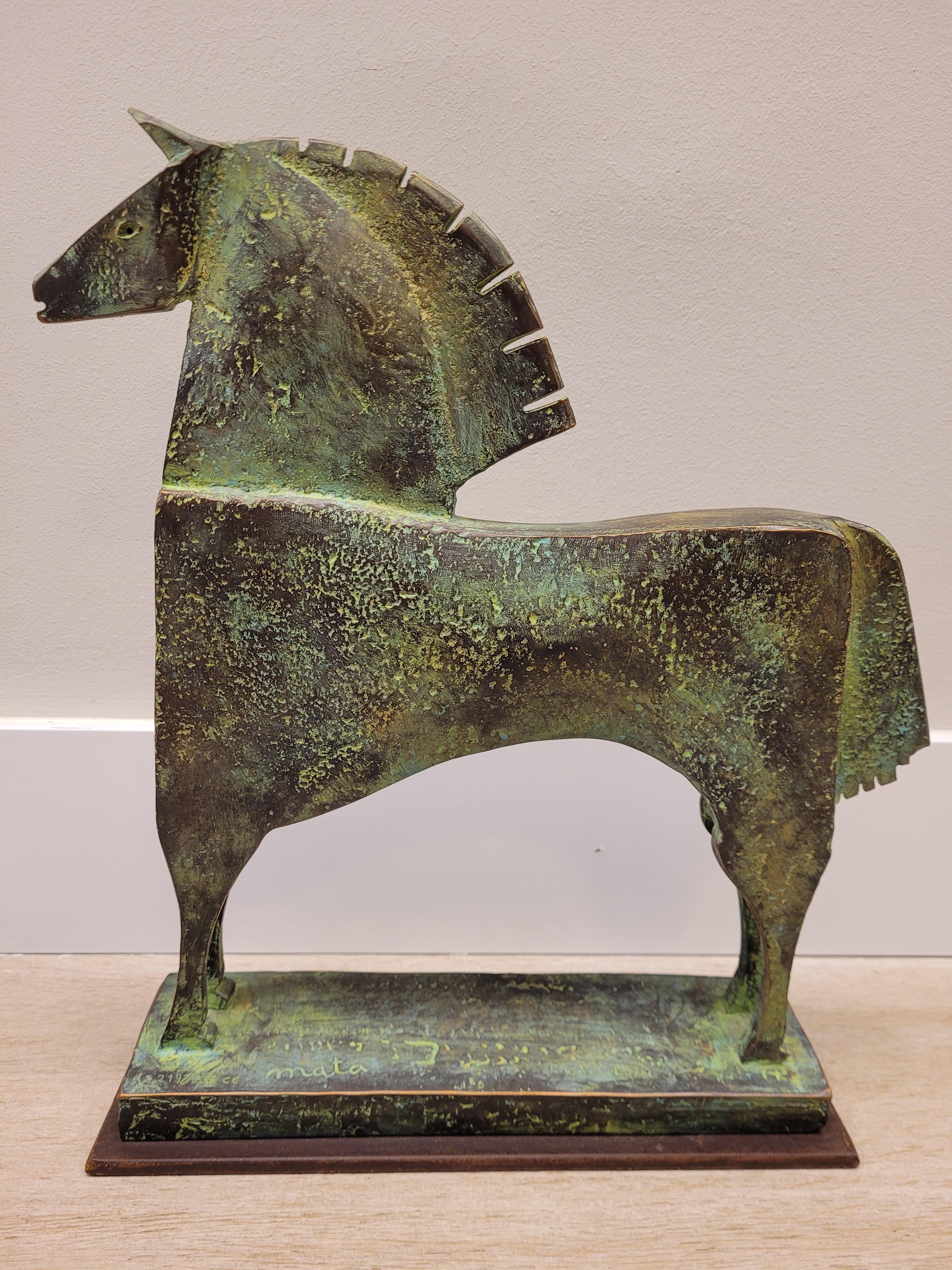 Hand-Crafted 80s Carlos Mata Bronze Patinated Horse Sculpture, Animal Sculpture 