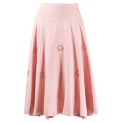80s Cèline Vintage pink linen upcycled midi bell skirt