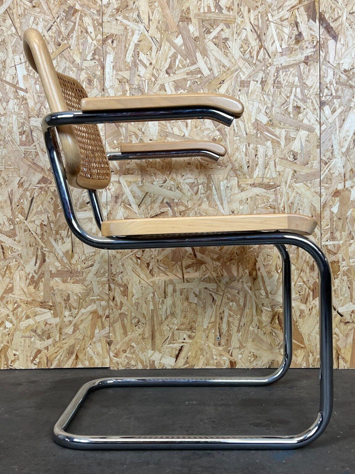 Late 20th Century 80s Chair Freischwiner Thonet 96 Chrome Armrest Chair Mesh Design For Sale